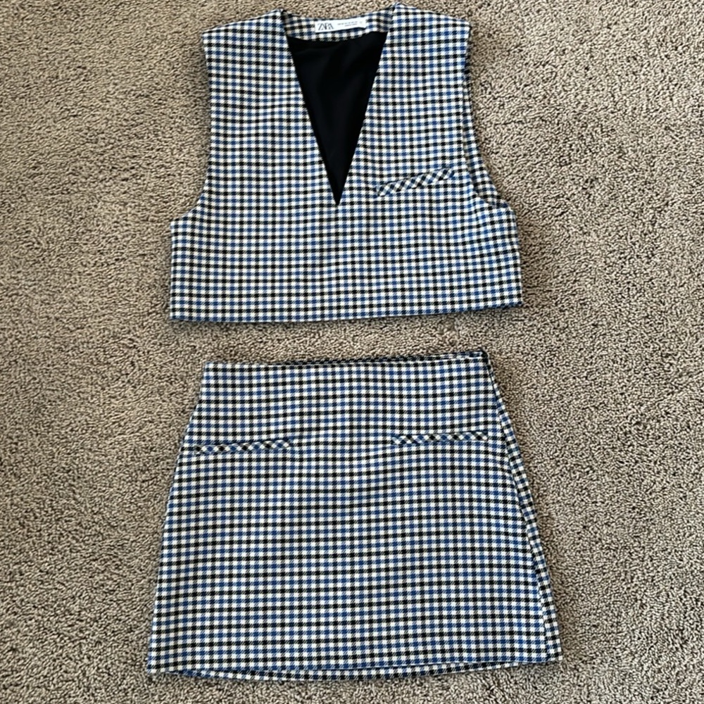 Zara plaid top and skirt